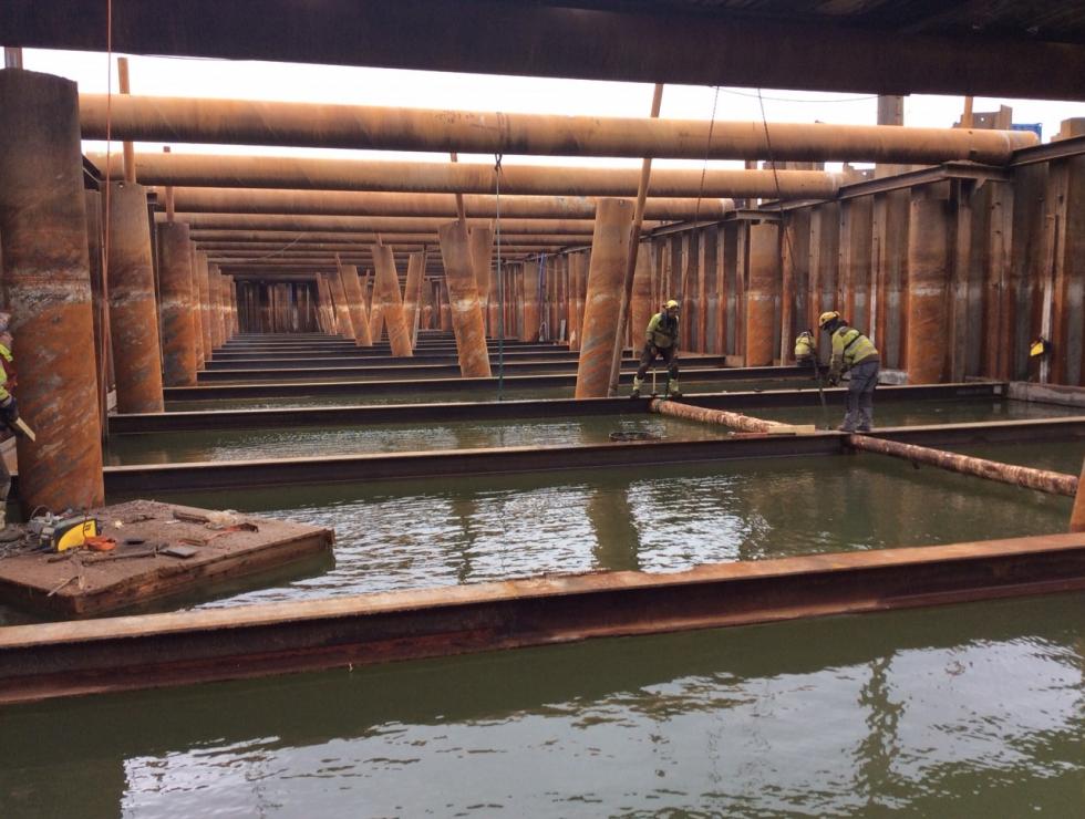 Heavy steelwork befor emptying